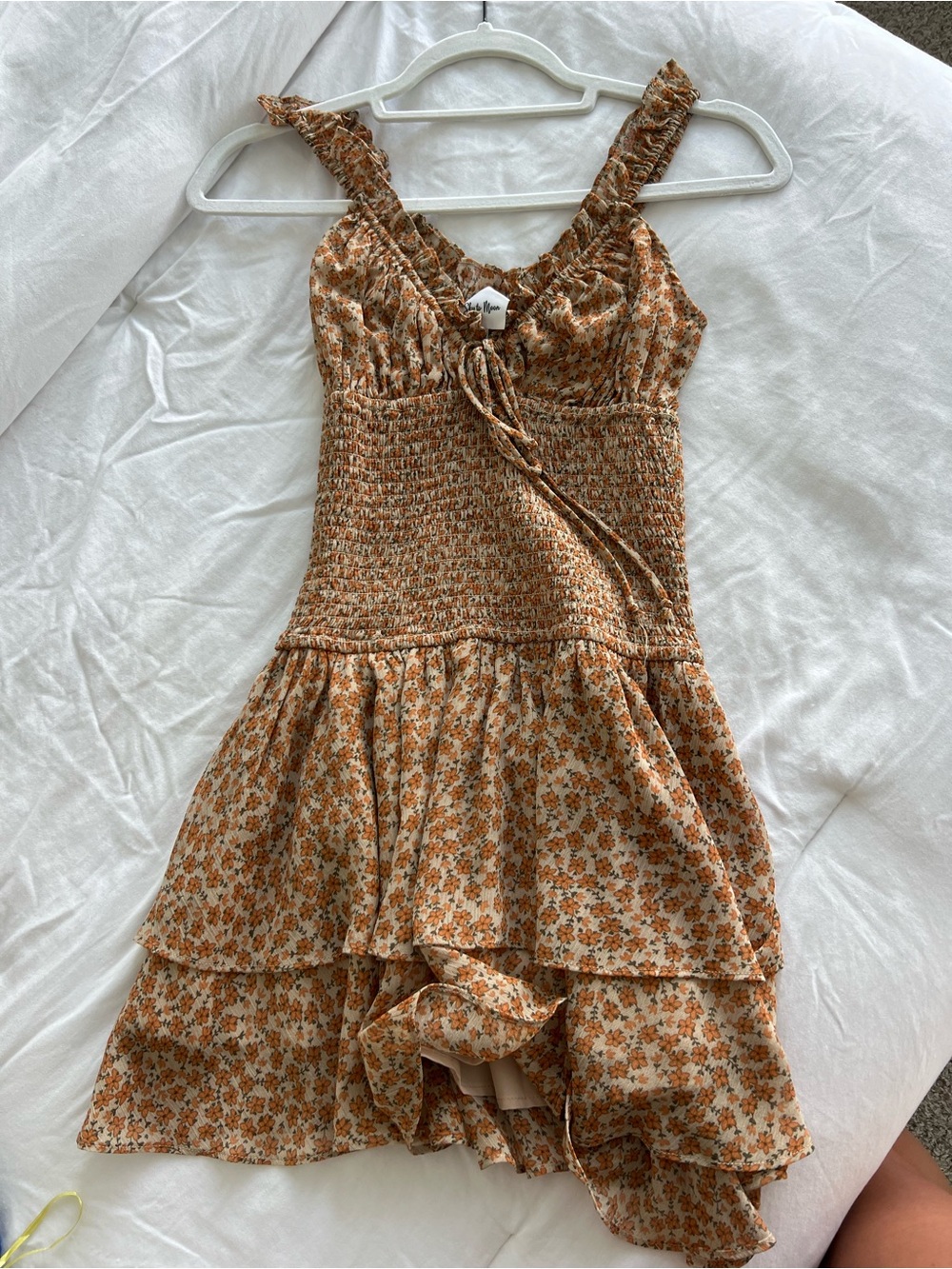 Floral Smocked Mini Dress in Rust
